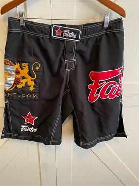 Men's Black MMA FightTraining Shorts with Red Logo